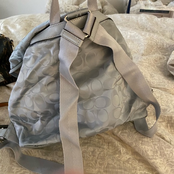 Coach gray/silver back pack with dust bag, practically brand new. - Picture 4 of 4